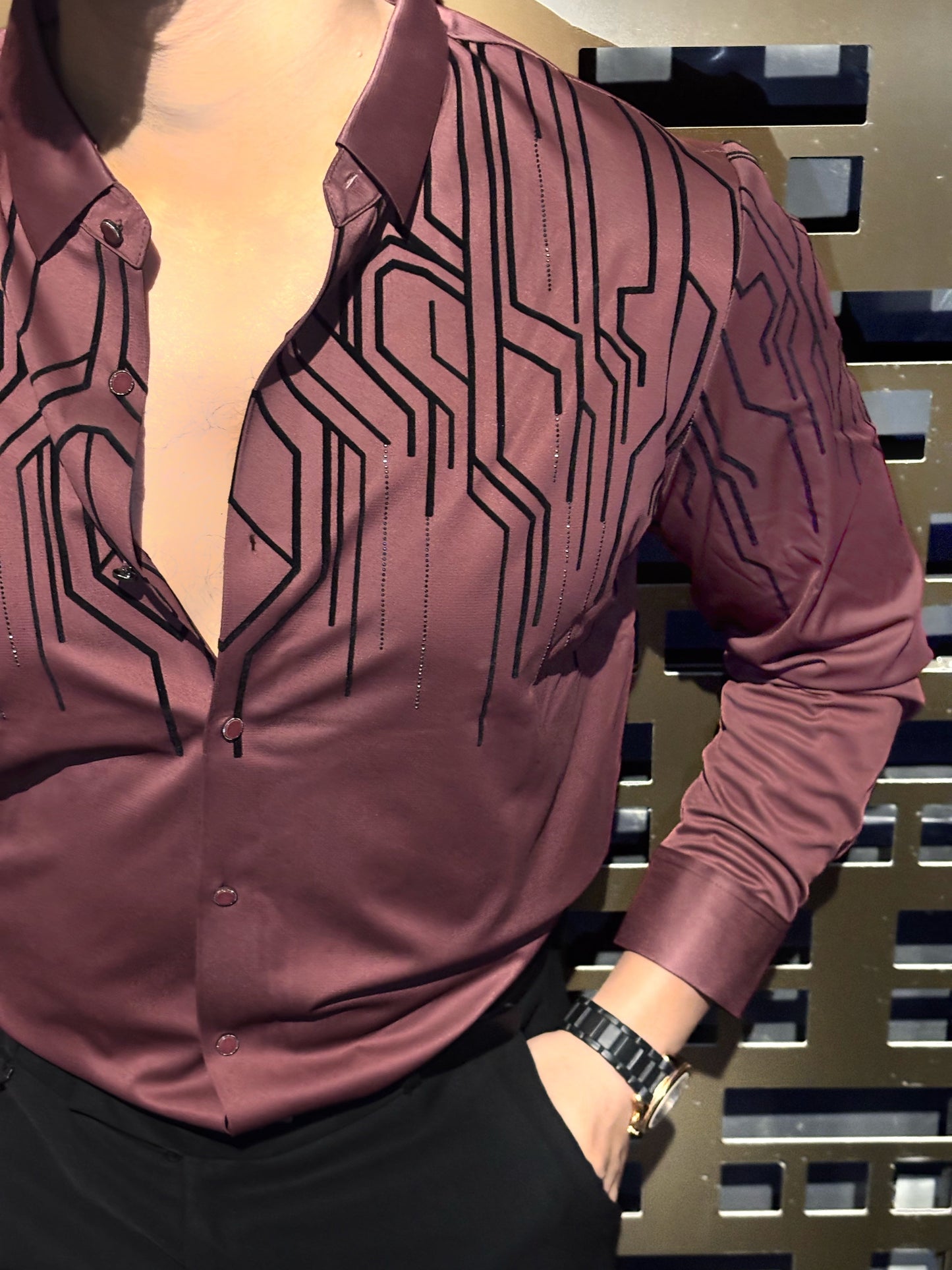 Electrify Jacquard Shirt - WINE