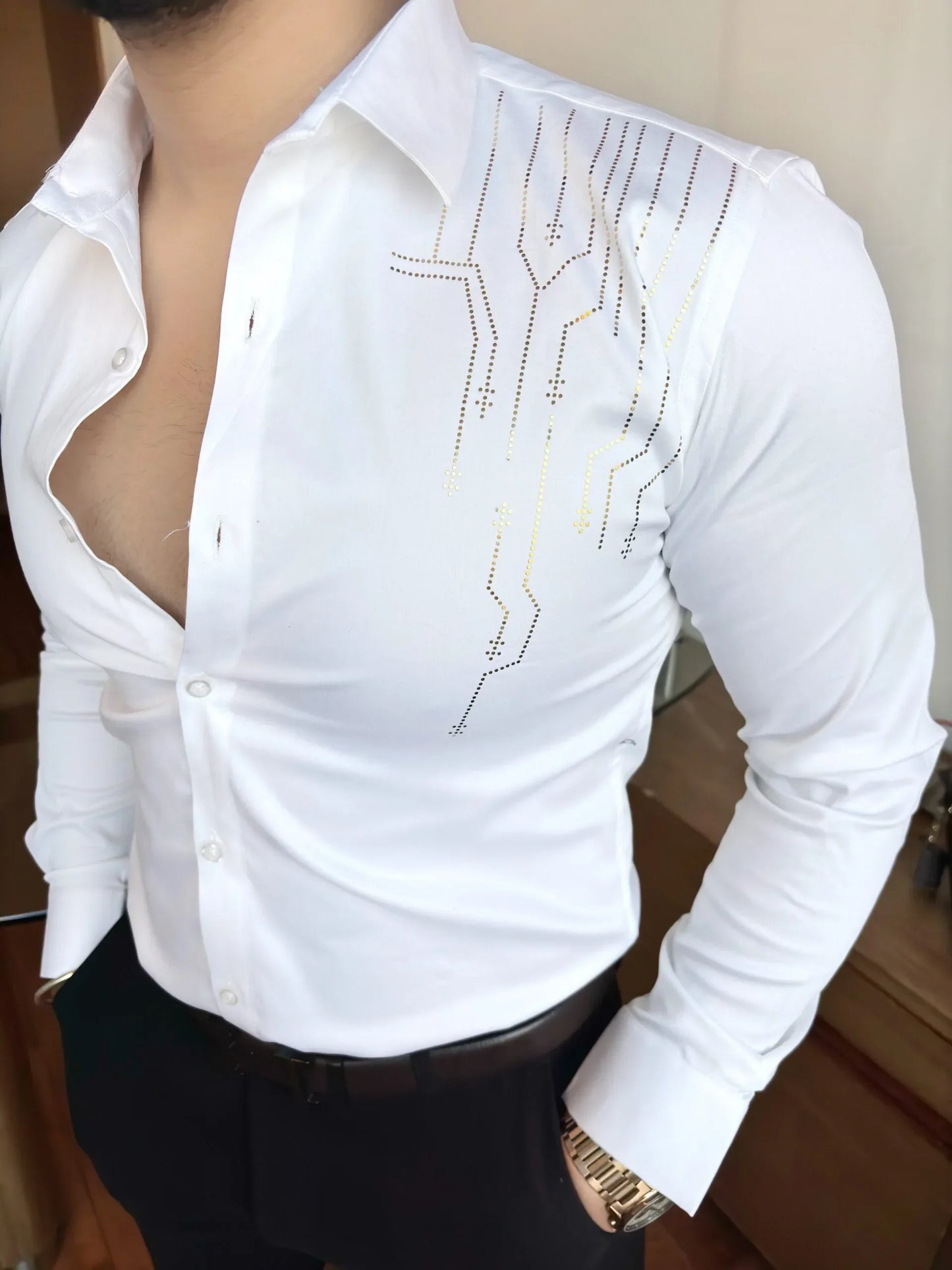 Electrify Giza Cotton Lycra Shirt - White