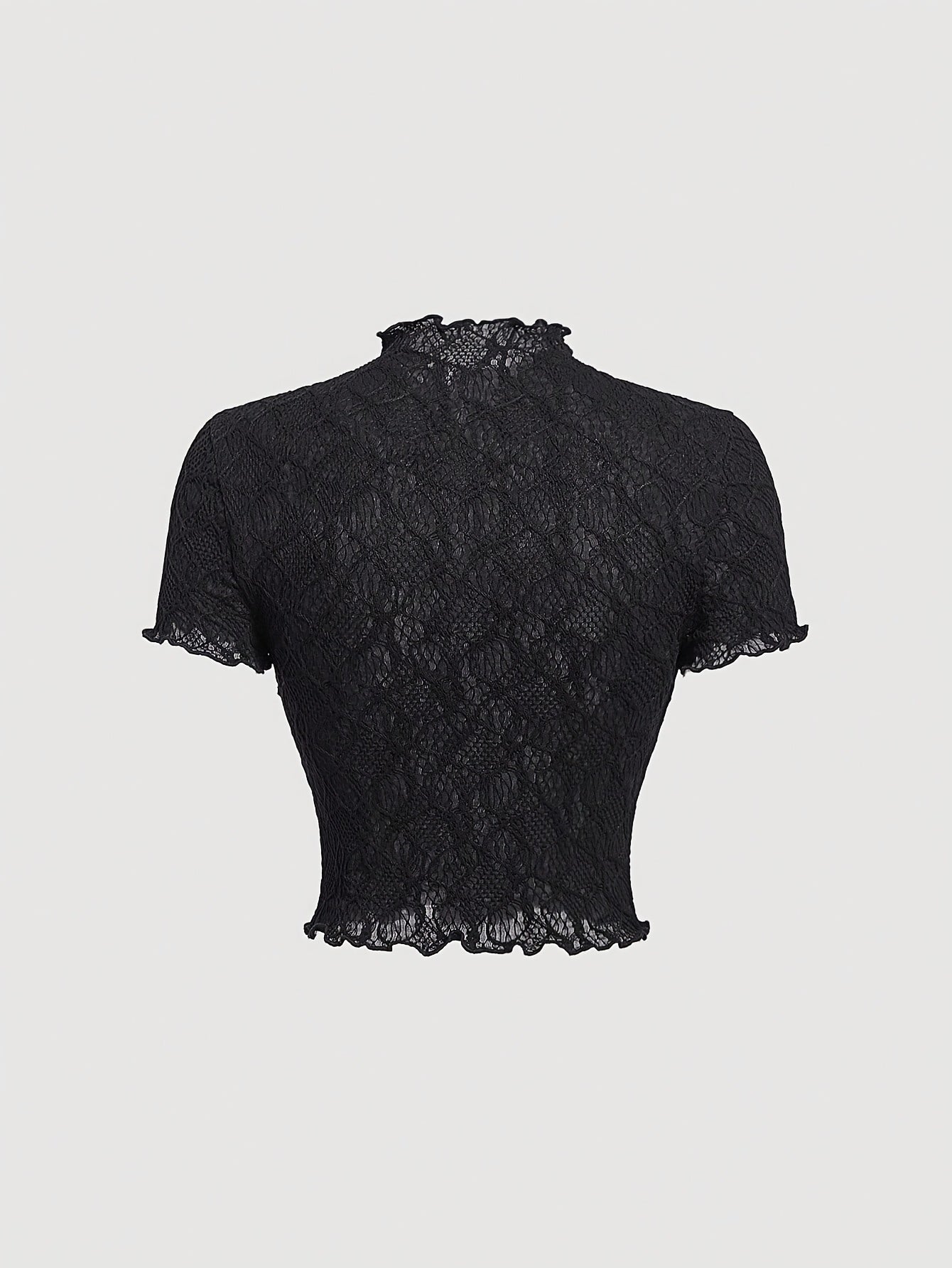Women's Lace Floral Jacquard Tulle T-Shirt - Sheer-Suitable for Dates & Parties