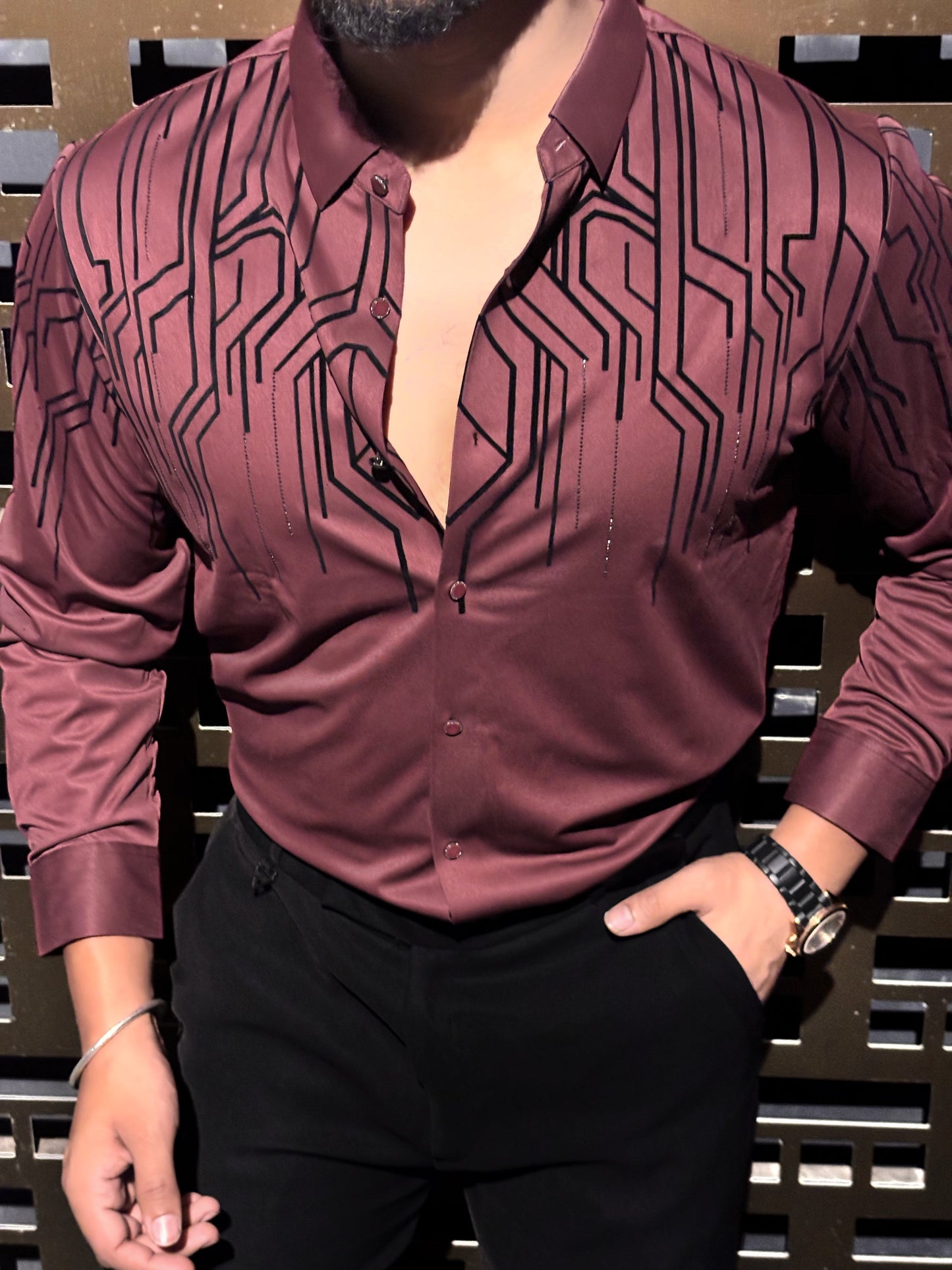 Electrify Jacquard Shirt - WINE