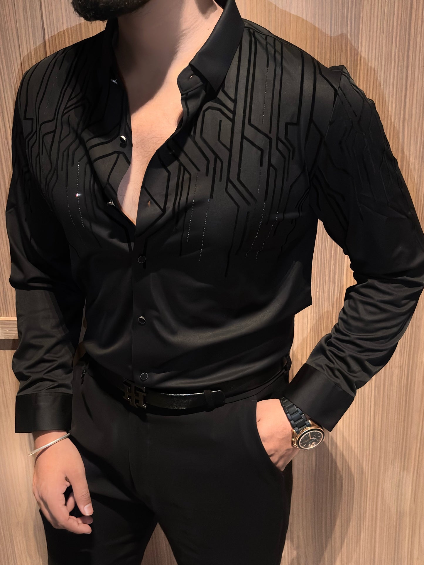 Electrify Jacquard Shirt - BLACK