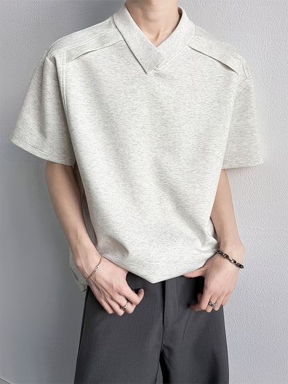 Men'S Stylish Short-Sleeve T-Shirt with a Patchwork Design in Summer Collection