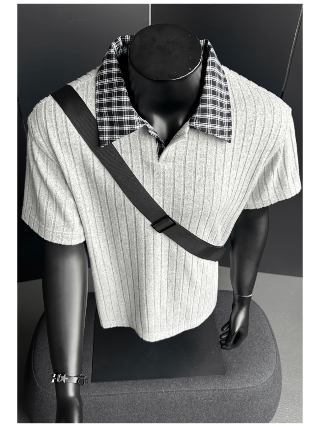 Summer New Plus Size Collared Checkered Short Sleeve T-Shirt Men'S Summer Clothing
