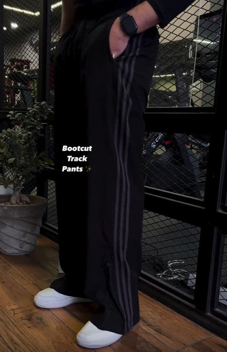 Grey Stripes Bootcut track pants | premium|