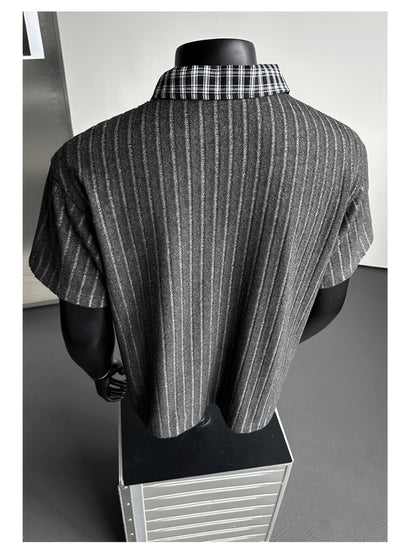 Summer New Plus Size Collared Checkered Short Sleeve T-Shirt Men'S Summer Clothing