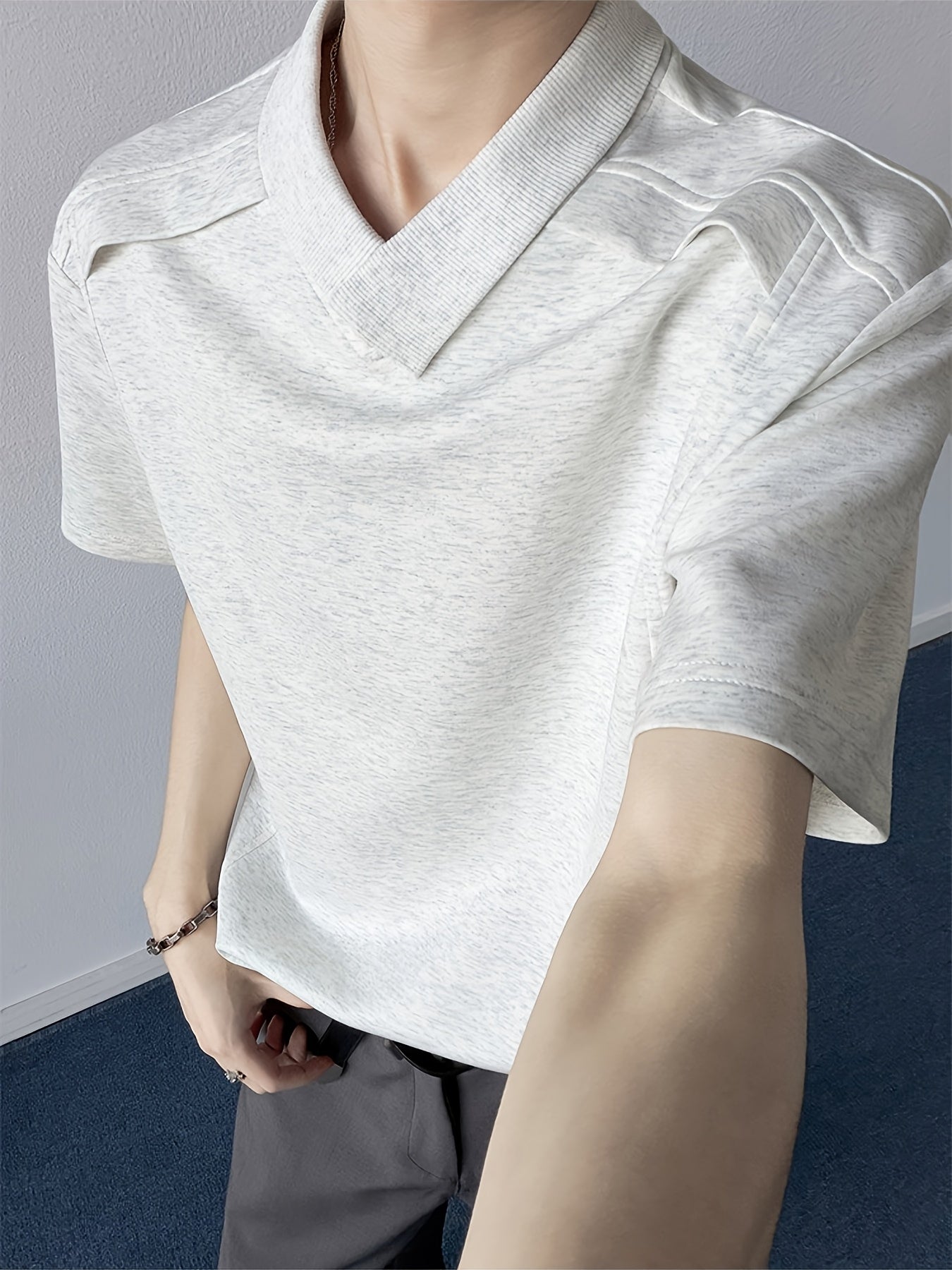 Men'S Stylish Short-Sleeve T-Shirt with a Patchwork Design in Summer Collection