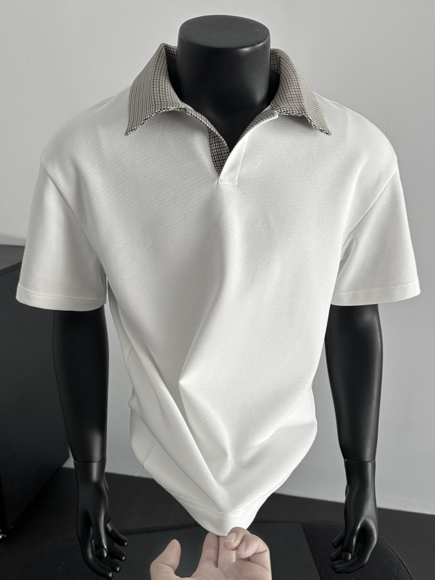 Men's Contrast Collar Shirt, Casual Short Sleeve Top, Loose Fit Breathable Summer T-Shirt for Daily Wear