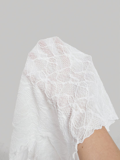Women's Lace Floral Jacquard Tulle T-Shirt - Sheer-Suitable for Dates & Parties