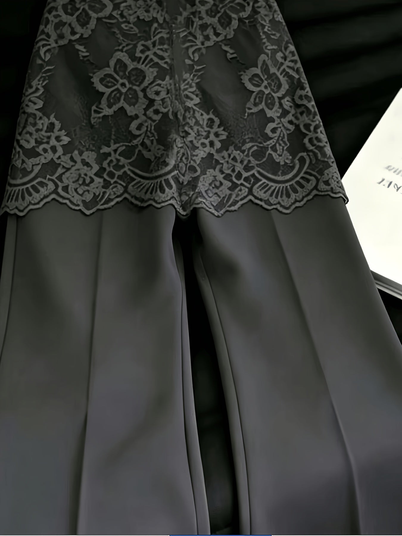 Women'S Elegant Lace Patchwork Side Slit Flare Trousers, Women'S Pants [ZLLZ]