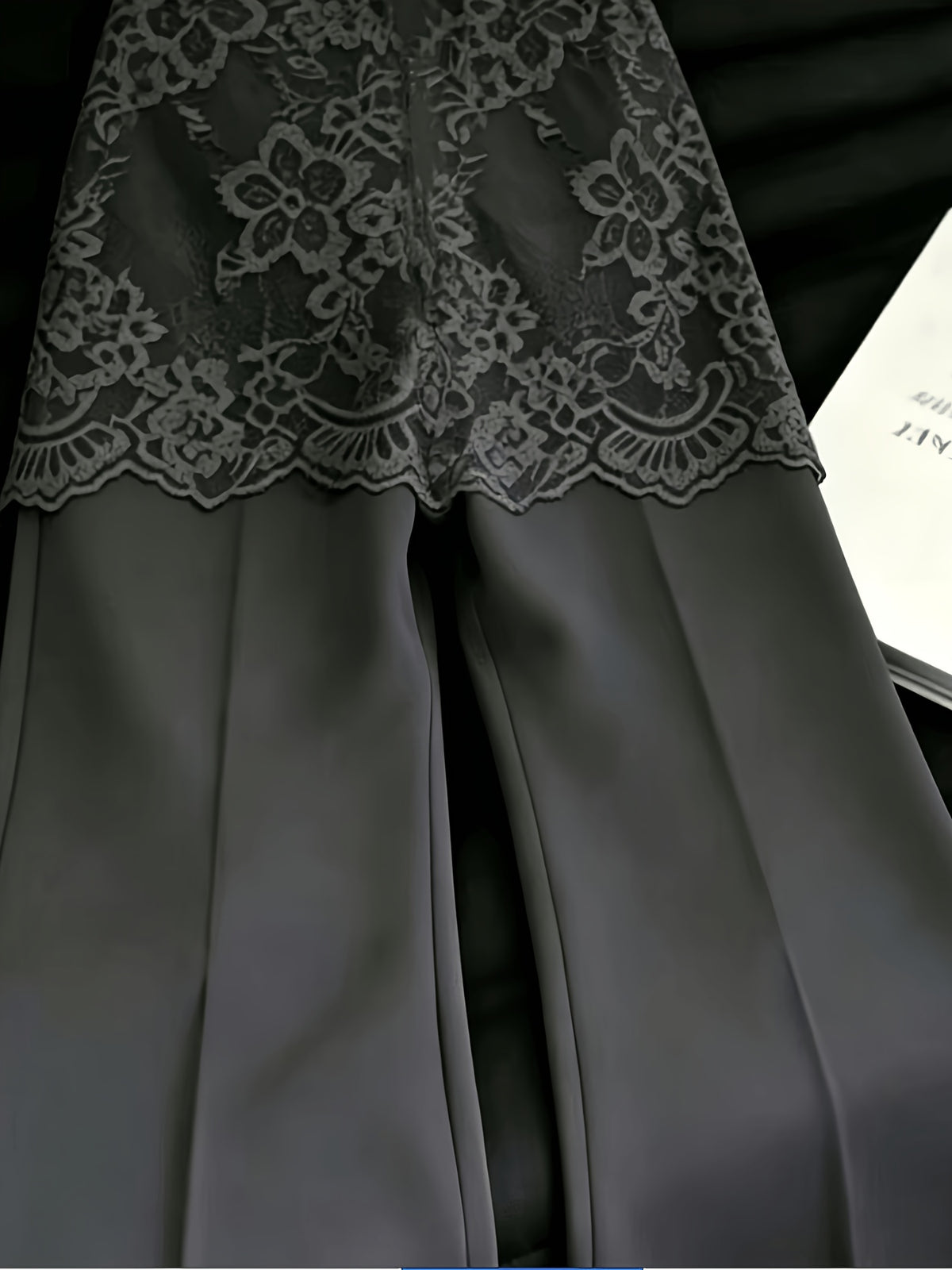 Women'S Elegant Lace Patchwork Side Slit Flare Trousers, Women'S Pants [ZLLZ]