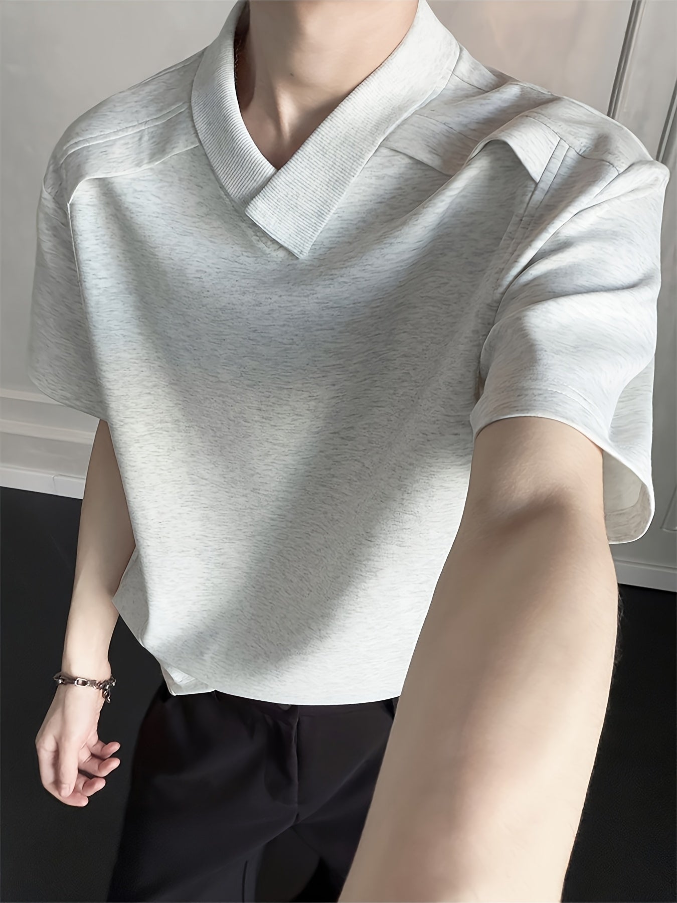 Men'S Stylish Short-Sleeve T-Shirt with a Patchwork Design in Summer Collection