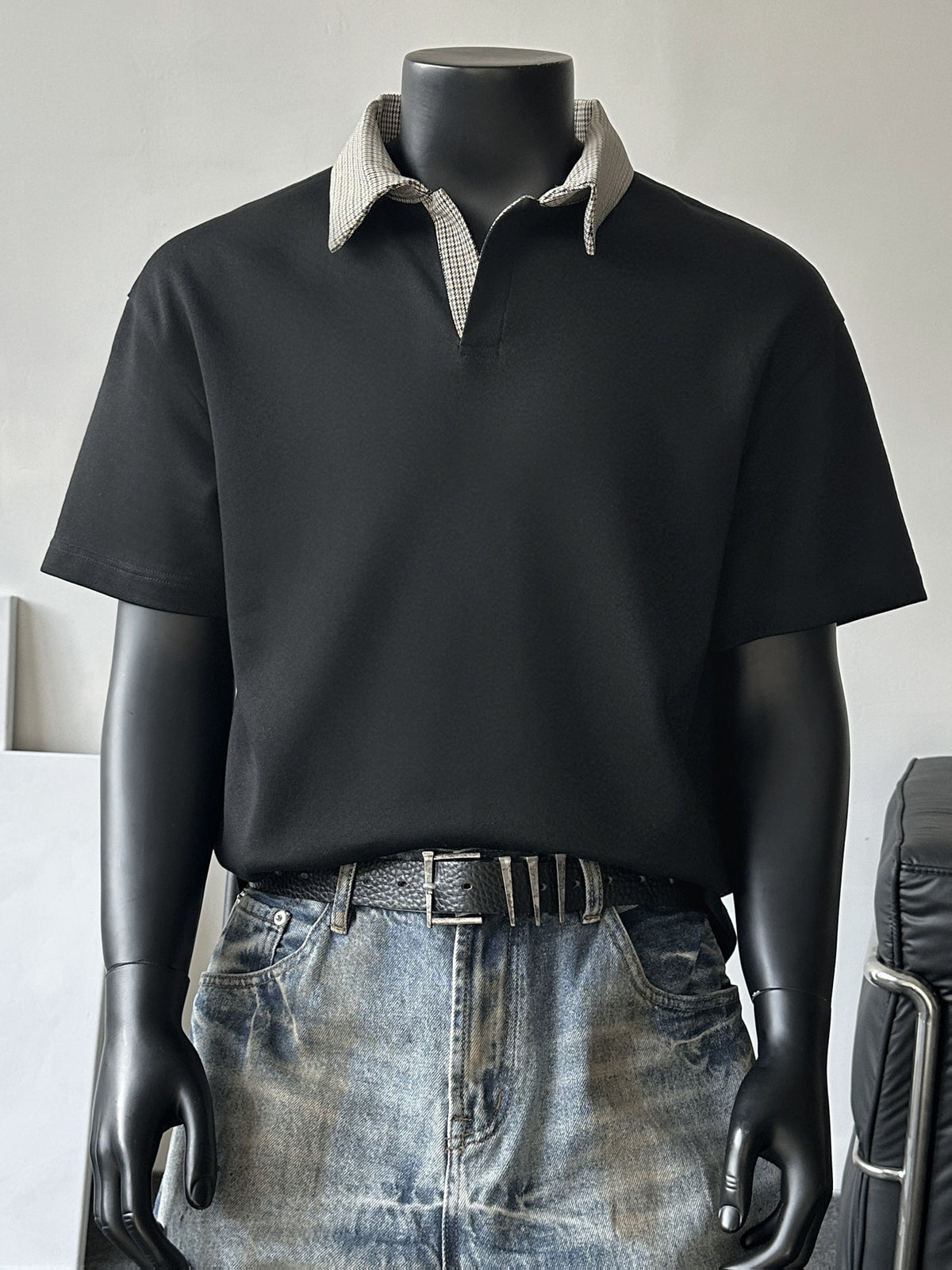 Men's Contrast Collar Shirt, Casual Short Sleeve Top, Loose Fit Breathable Summer T-Shirt for Daily Wear