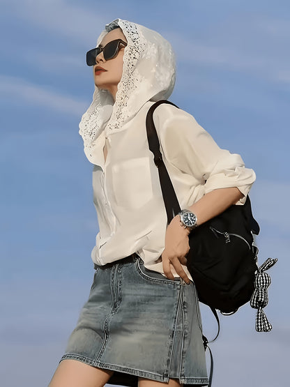 Elegant Lace Hooded Top