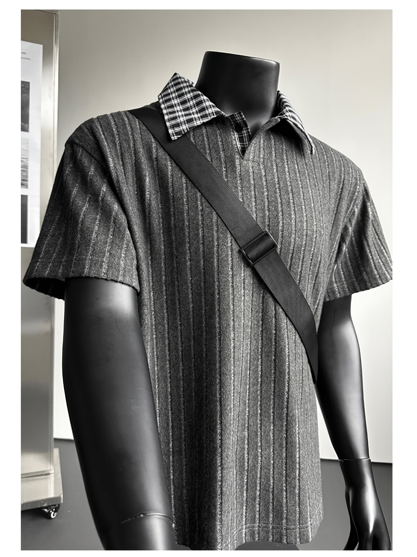 Summer New Plus Size Collared Checkered Short Sleeve T-Shirt Men'S Summer Clothing