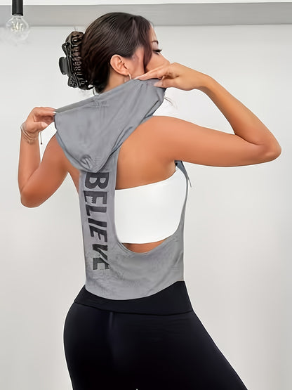 Women'S Fashion White Sleeveless Hoodie Fashion Leisure Top