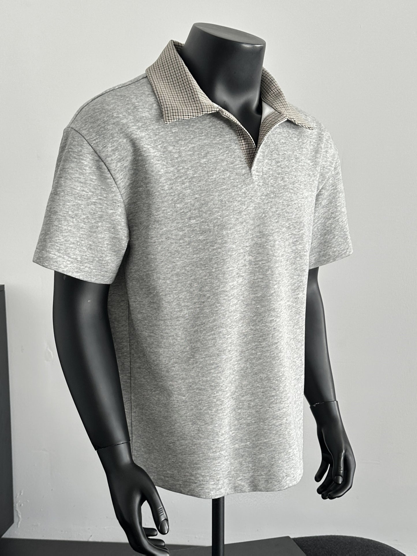 Men's Contrast Collar Shirt, Casual Short Sleeve Top, Loose Fit Breathable Summer T-Shirt for Daily Wear