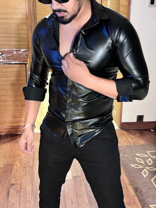 Leather Lycra Shirt - Black
