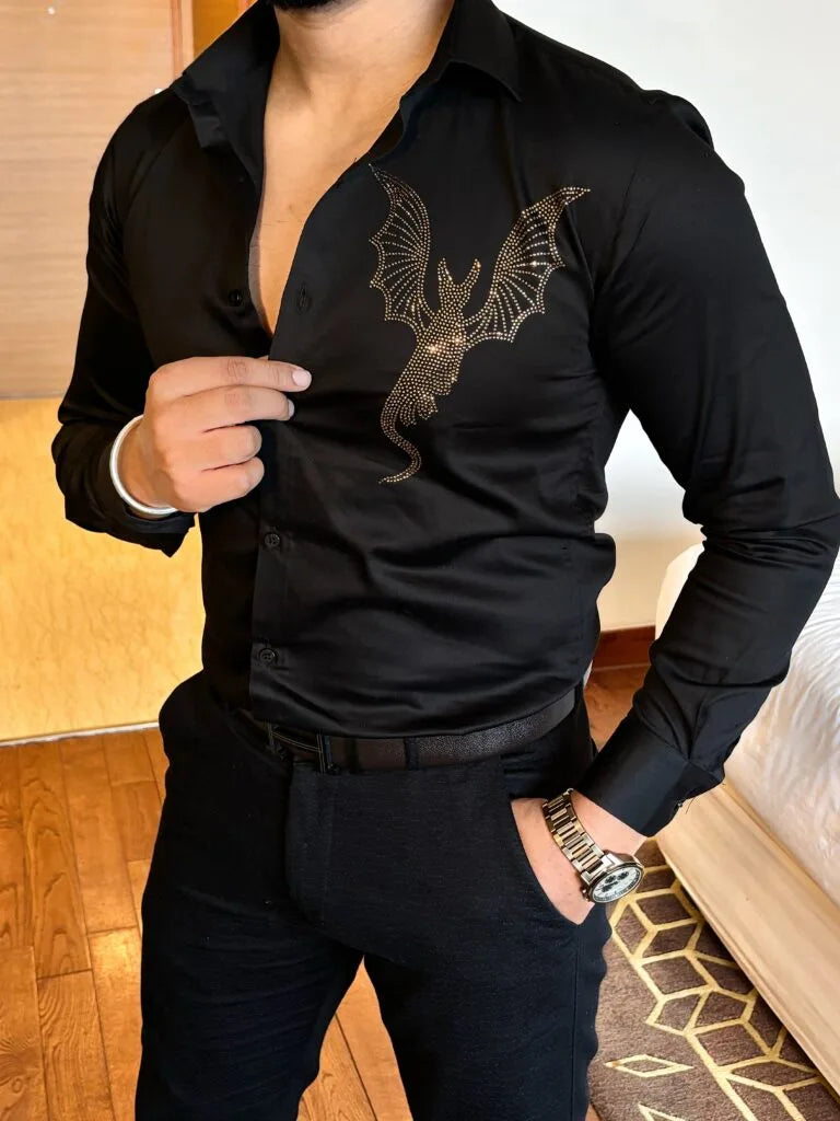 Dragon Giza Cotton Lycra Shirt - Black