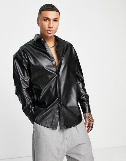 Leather Lycra Shirt - Black