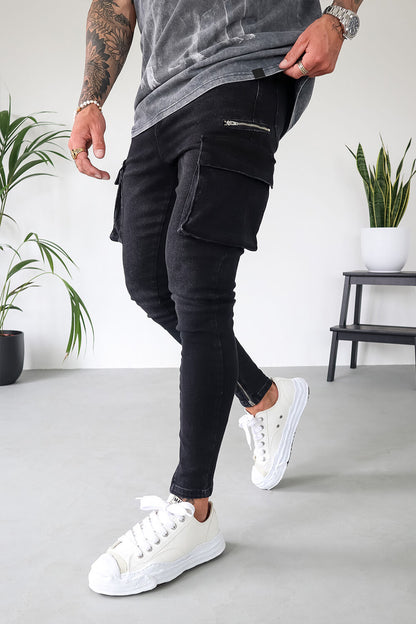 Cargo Utility Jeans - Black