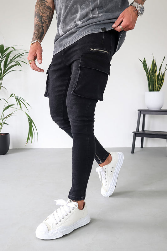 Cargo Utility Jeans - Black