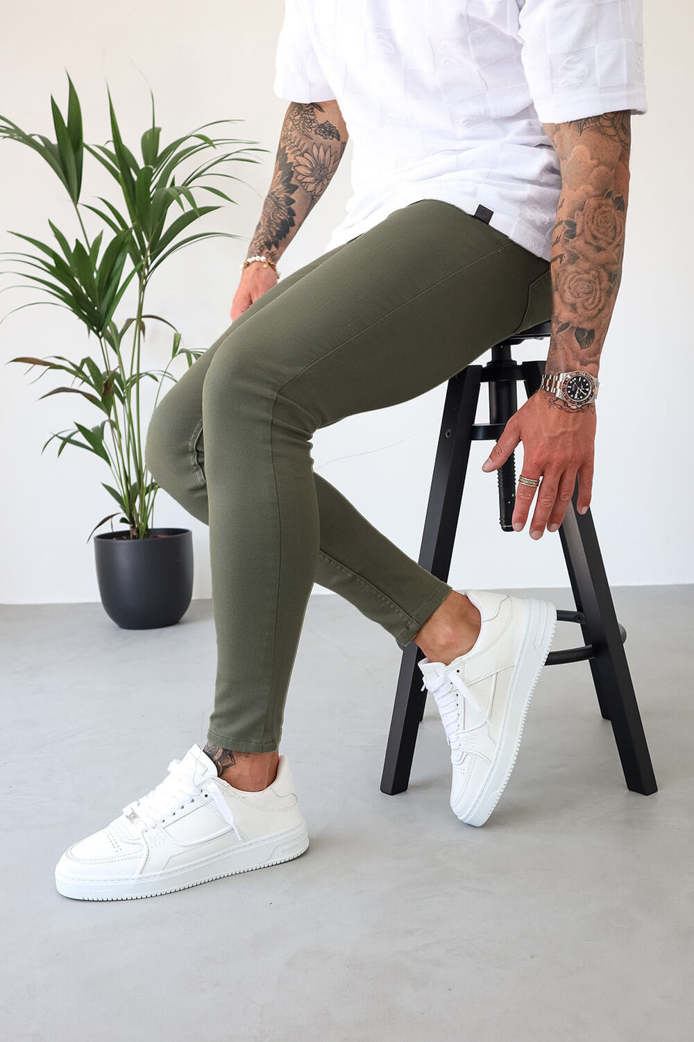 Non Rip Jeans - Olive