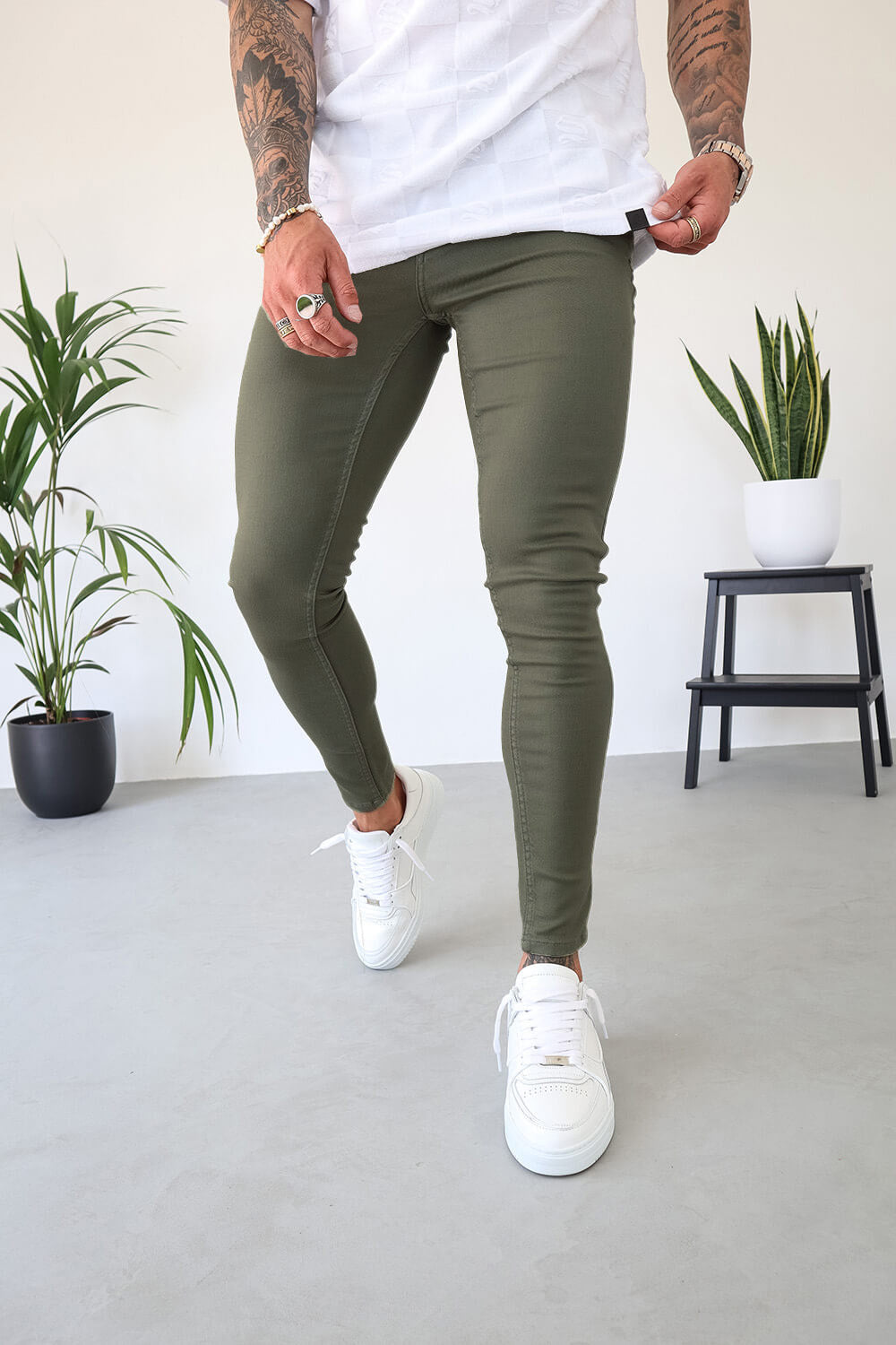 Non Rip Jeans - Olive