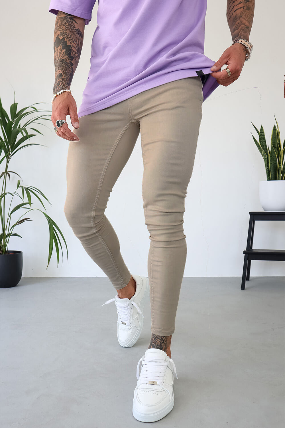Non Rip Jeans - Tan