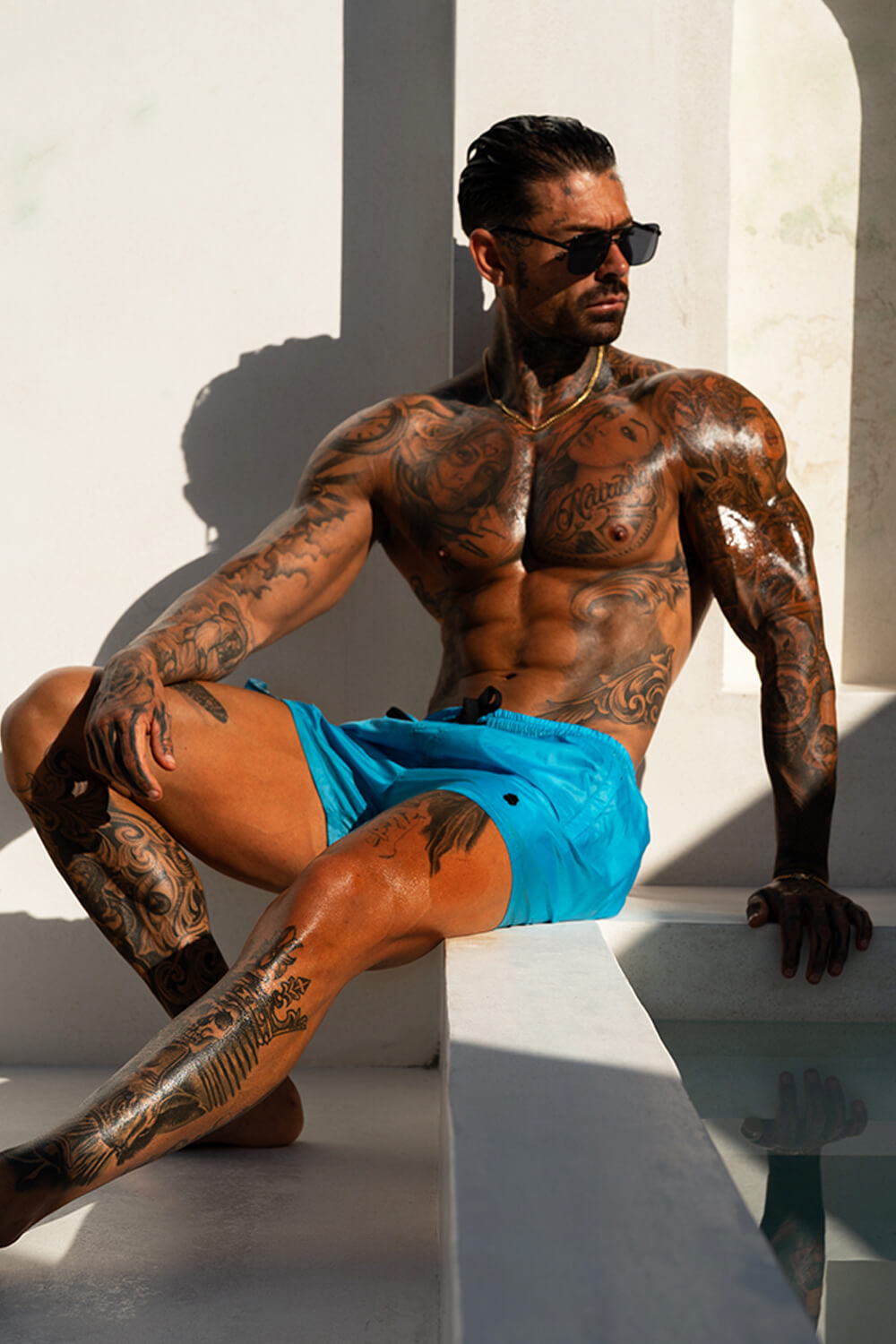 Emblem Swim Shorts - Electric Blue