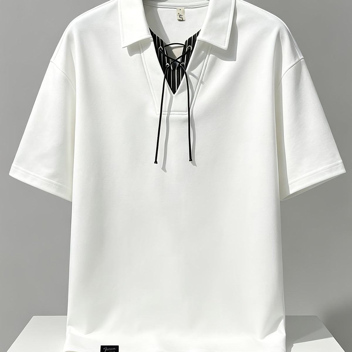 Men'S Casual T-Shirt American Summer Design V-Neck Patchwork