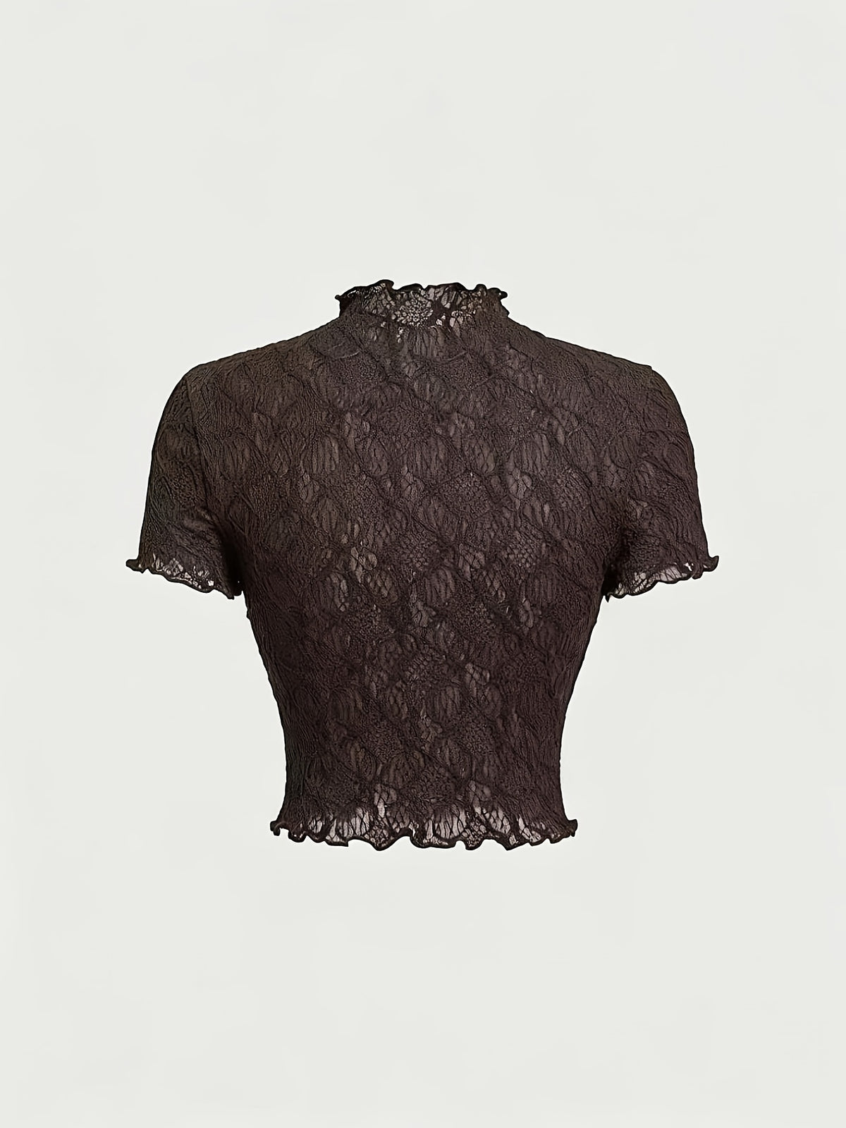 Women's Lace Floral Jacquard Tulle T-Shirt - Sheer-Suitable for Dates & Parties
