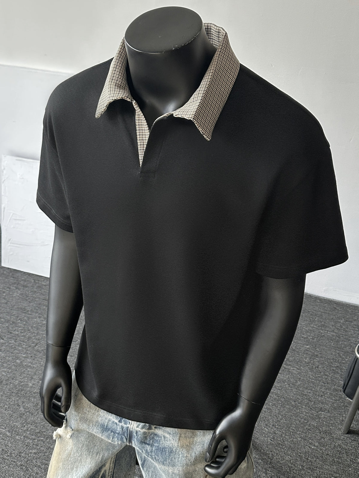 Men's Contrast Collar Shirt, Casual Short Sleeve Top, Loose Fit Breathable Summer T-Shirt for Daily Wear