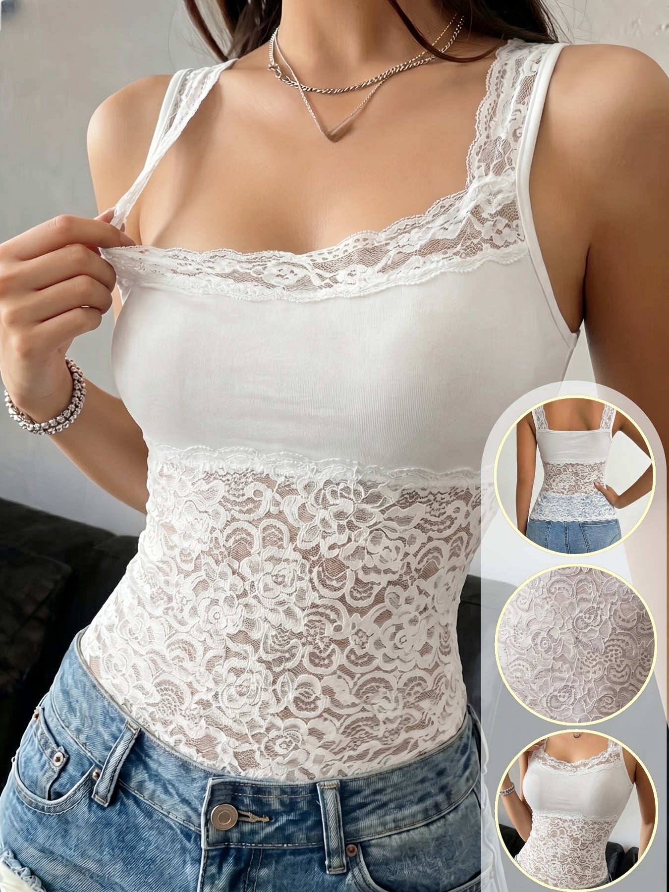 Sexy Lace Spliced Vest, Cross-Border, Backless Bandeau Bra, Bralette, Base Layer, Anti-Peek Strappy Top