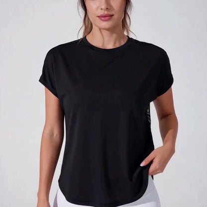 Short-sleeve Loose-fit Drop-shoulder Sport Yoga Top