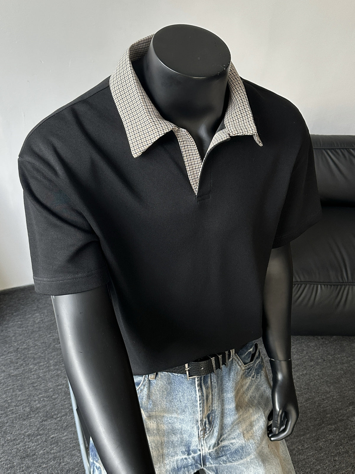 Men's Contrast Collar Shirt, Casual Short Sleeve Top, Loose Fit Breathable Summer T-Shirt for Daily Wear