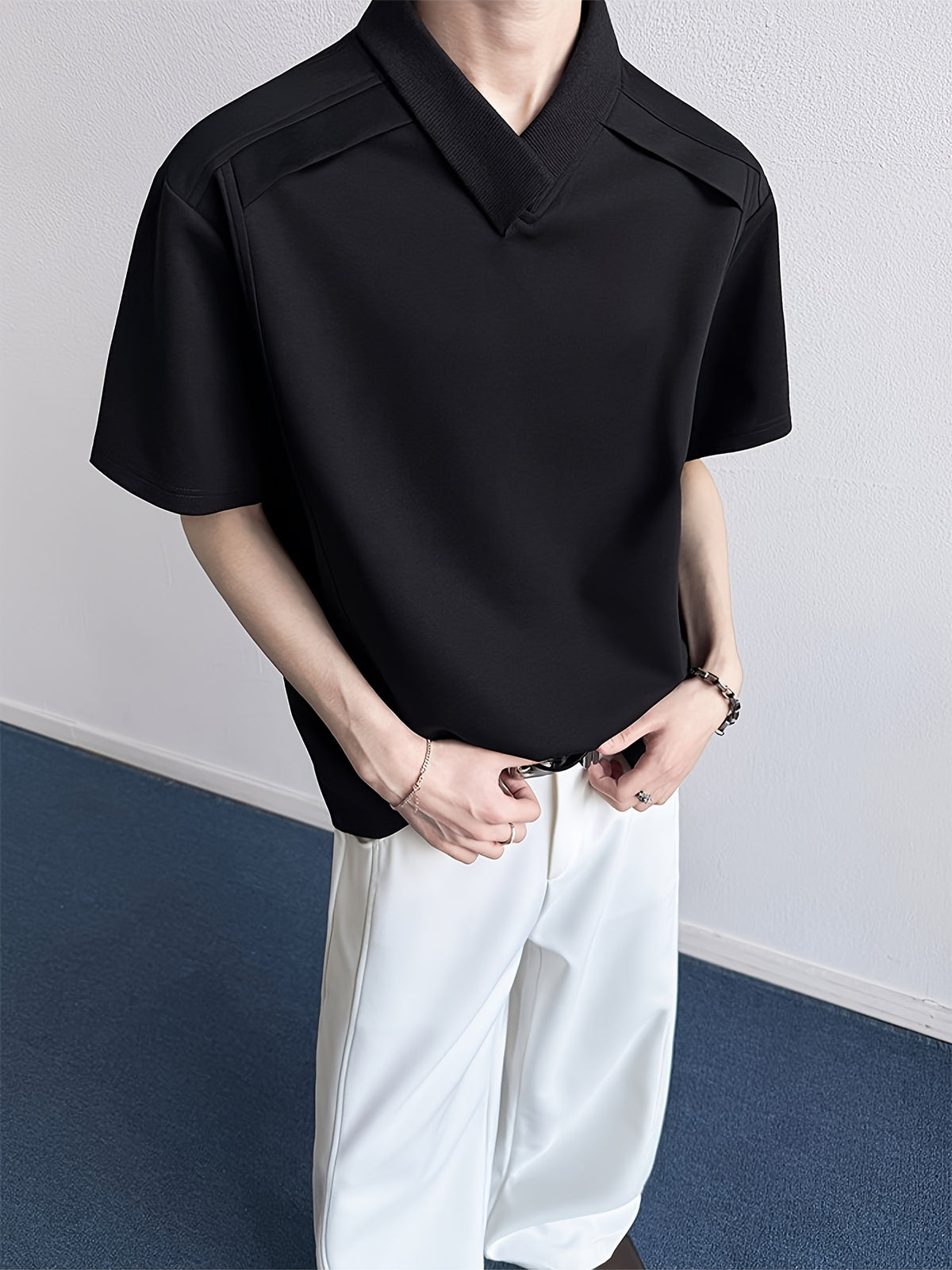 Men'S Stylish Short-Sleeve T-Shirt with a Patchwork Design in Summer Collection