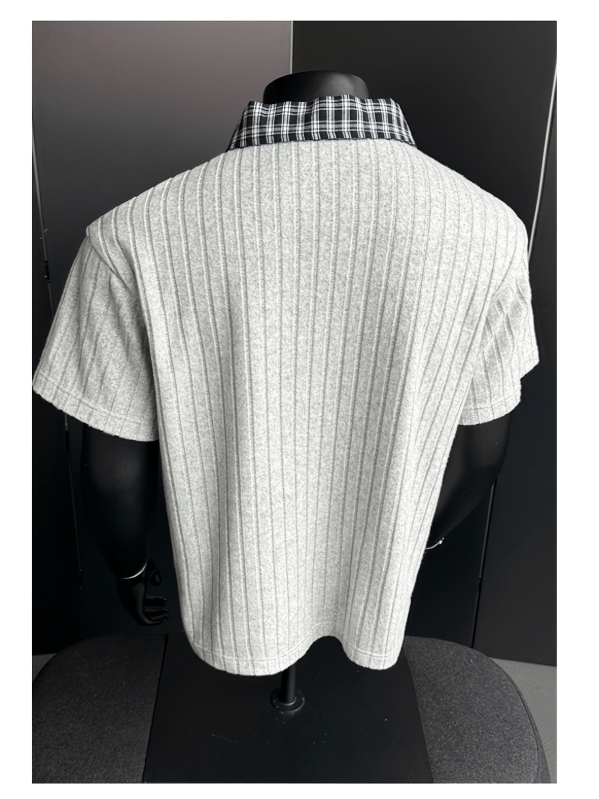 Summer New Plus Size Collared Checkered Short Sleeve T-Shirt Men'S Summer Clothing
